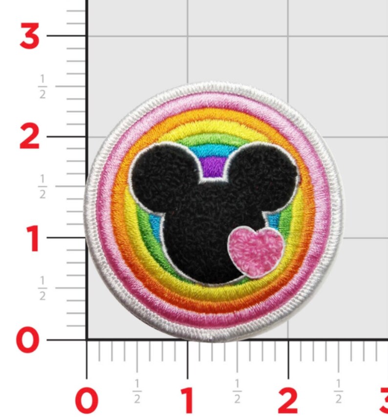 Chenille Mouse with Rainbow Patch