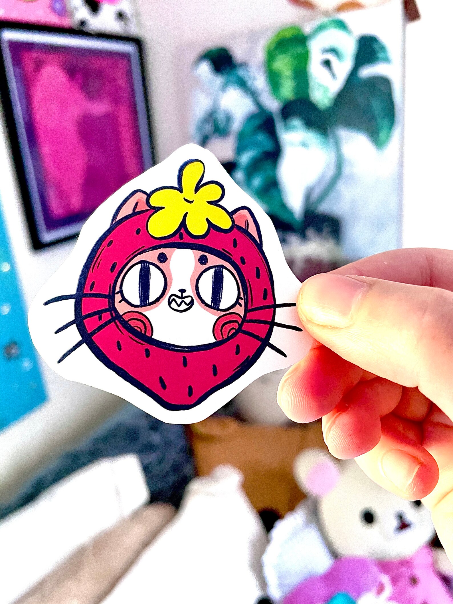 Strawberry Cat Sticker Pack Etsy