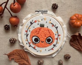 One of a Kind Hand Embroidered Pumpkin