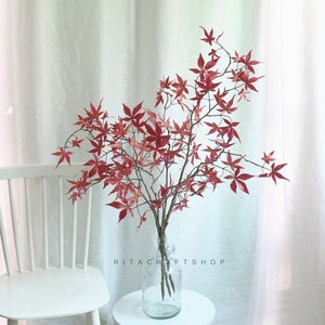 1 stem Artificial maple leaves stem faux autumn foliage fake red leaves flower arrangement home decor centerpiece