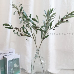 3 Stiele Künstliche Samen Olive Spray Faux Olivenzweige Olivenblätter Gefälschte Pflanzengrün Rustikale Bauernhaus Dekor