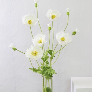 5 stems Large Poppy Flower Long Stem Artificial Poppy Faux Flower Arrangement Home Decor Living Room Bedroom