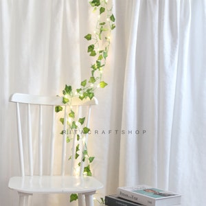 1 pcs String Light Artificial Greenery Garland with LED Fake leaves Faux Ivy Wedding Party Bridal Shower Girl&#39;s Room Rustic
