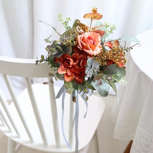 2 Stück Gebrannte Orange Hochzeit Stuhl Blume Gang Marker Läufer Kirche Pew Blume Stuhl Dekor Hochzeit im Herbst