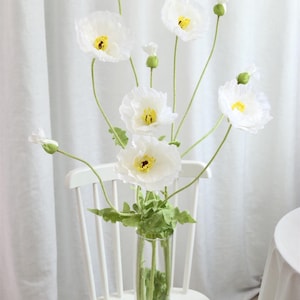 5 steli di grandi fiori di papavero, stelo lungo, composizione floreale artificiale di papavero, decorazione per la casa, soggiorno, camera da letto