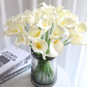 10 stems Real Touch Faux Calla Lily Artificial Calla Lily Fake White Calla Lily Flower Arrangement Home Decor Centerpiece Wedding Bouquets