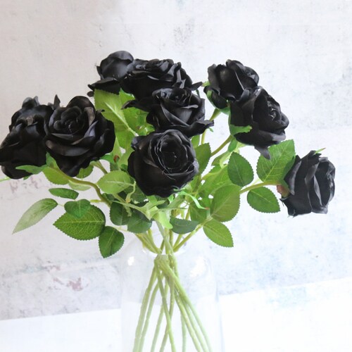 Artificial Flower Black Rose Bouquets for Wedding Decorbar Etsy