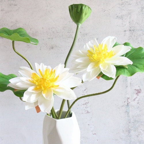 Artificial Lotus Flower White Faux Tropical Plants Stems Fake - Etsy