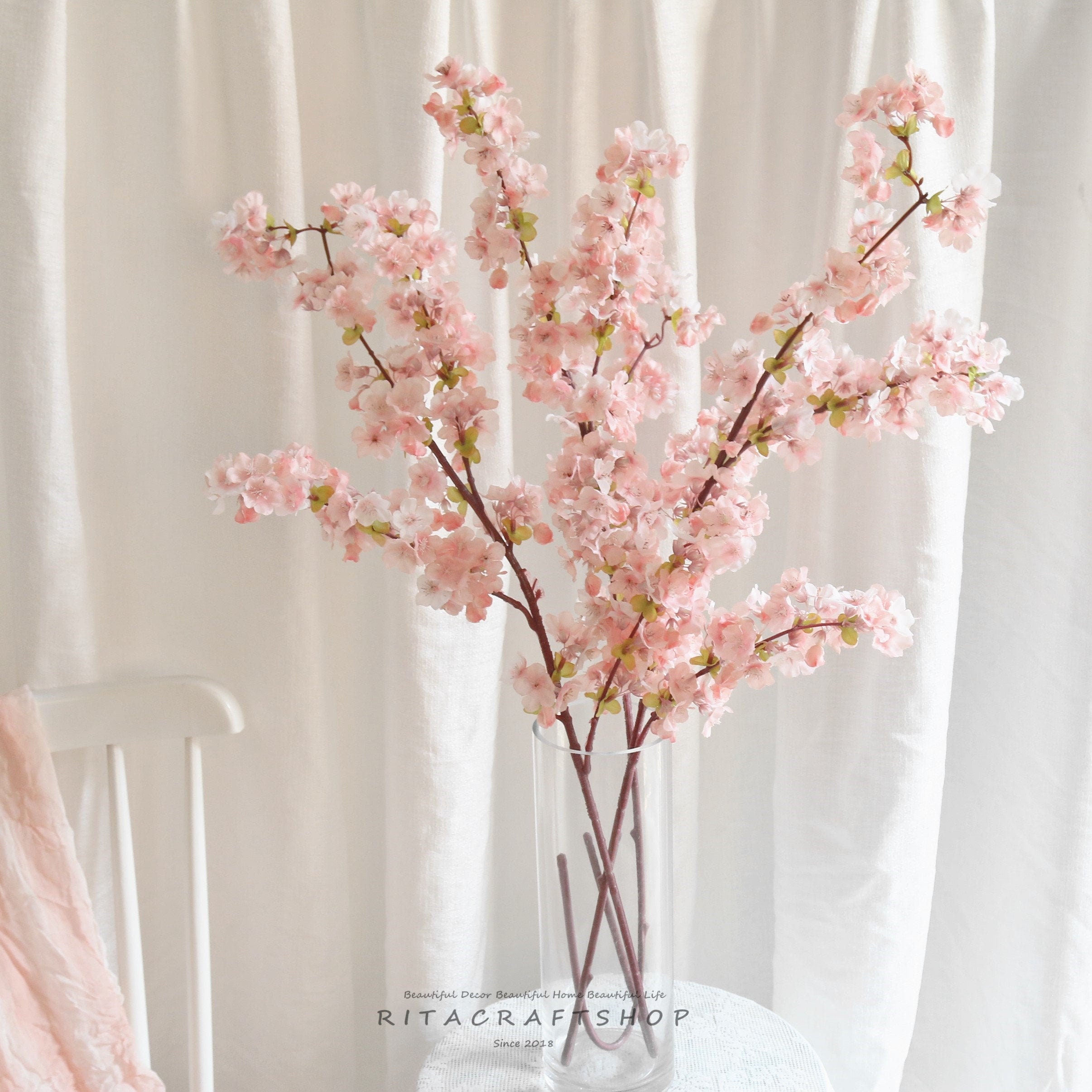 Artificial Cherry Blossom Flower Branches,Silk Spring Peach Blossom Bouquet Fake  Flower Stems for Wedding Home DIY Decoration - AliExpress