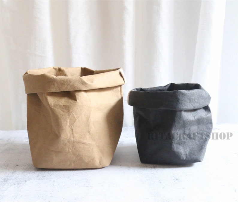 Washable Kraft Paper Bags Storage Basket Kitchen Basket Eco Etsy