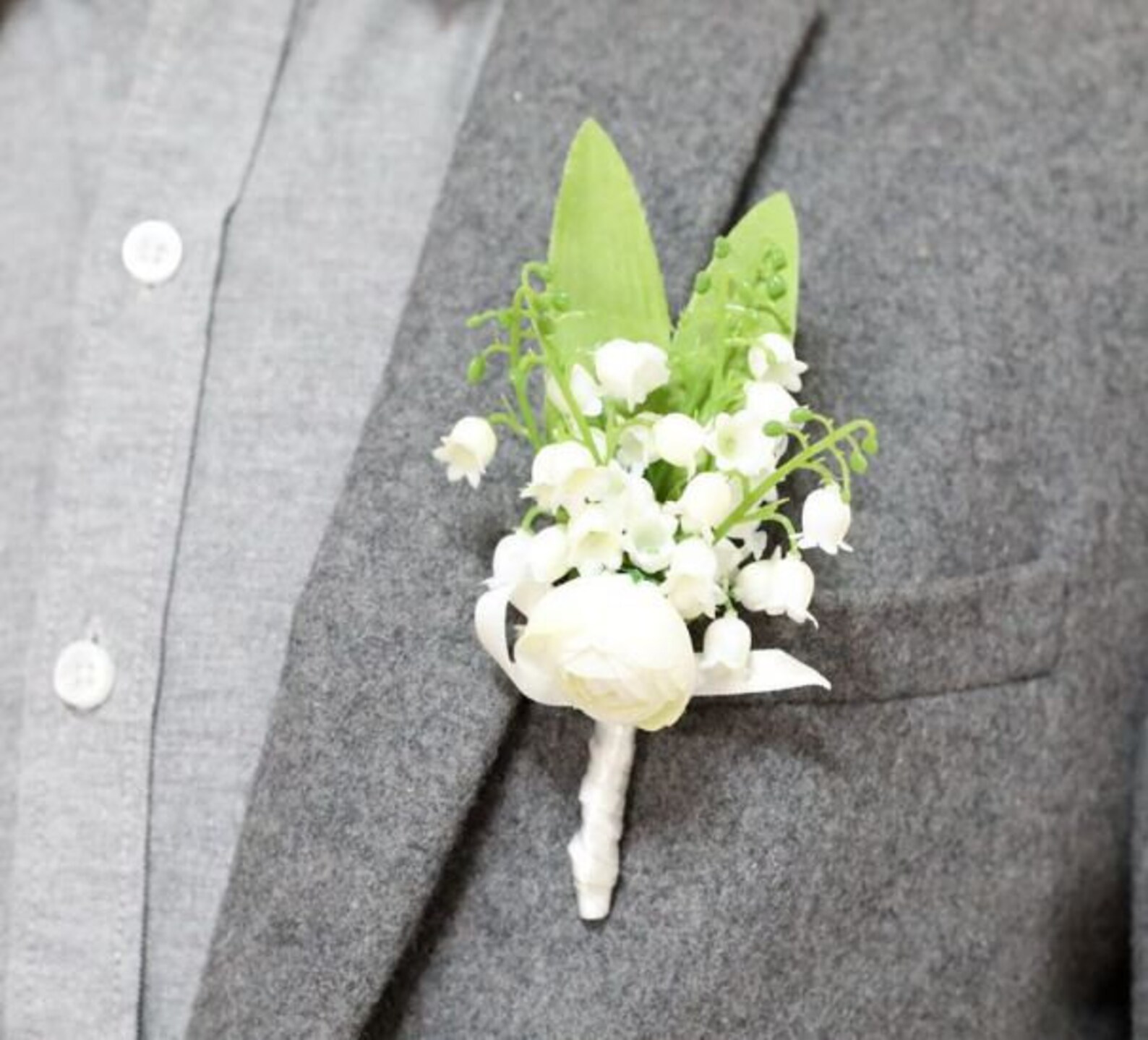 Vintage Corsage Coat Accessories With Handmade Lily Of The Valley Wrapped Pins
