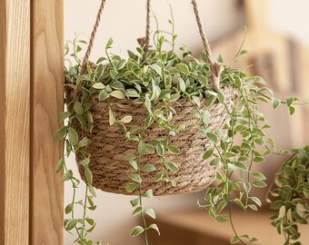 Hanging Plant Baskets Flower Pot Grass Woven Basket