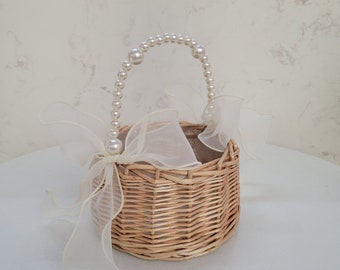 Woven Basket Wicker Basket Flower Girl Baskets Flower Pot Pearl