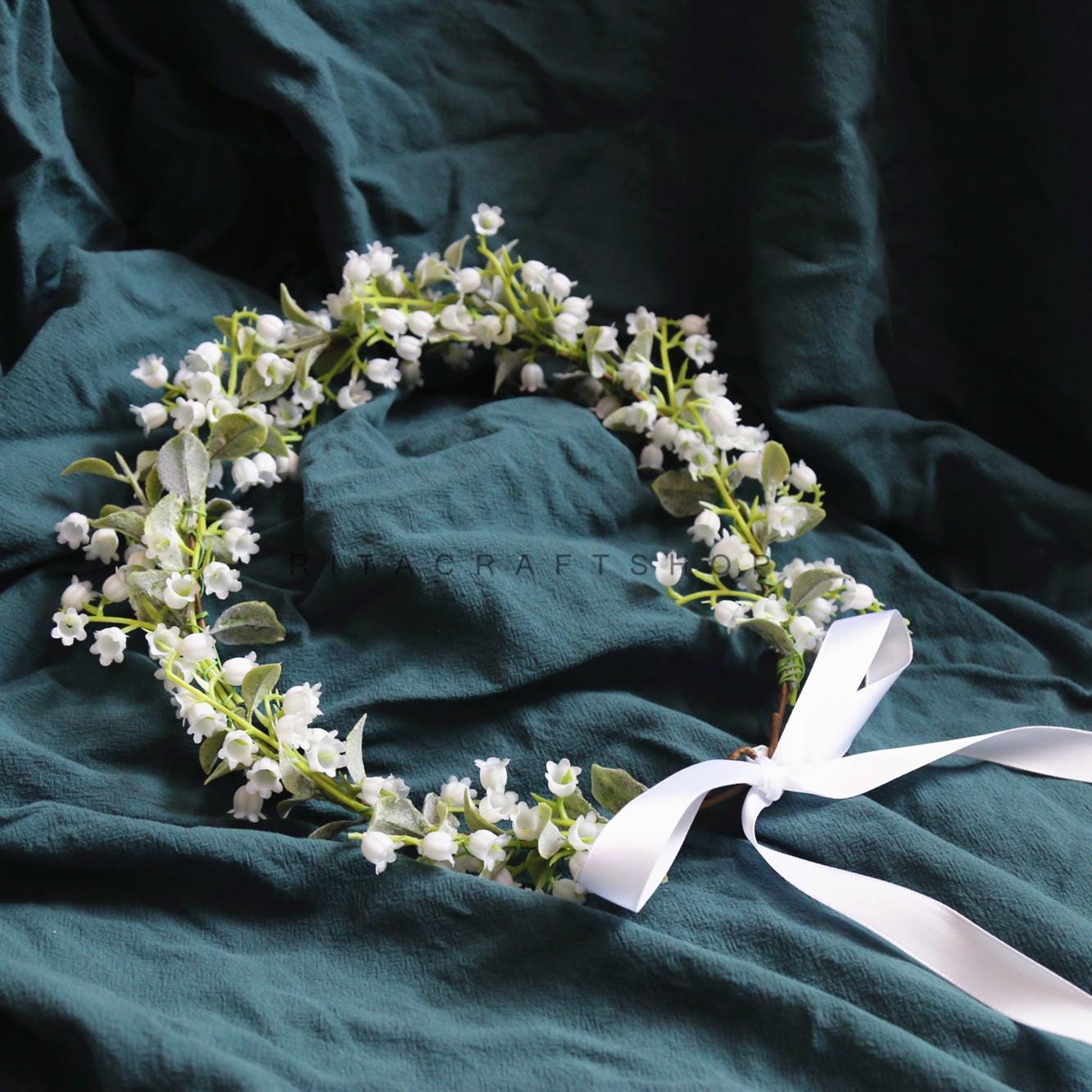 Vintage floral flower headpiece halo piece Lily of the Valley Antique headpiece lily of the valley crown 1900 main image 2