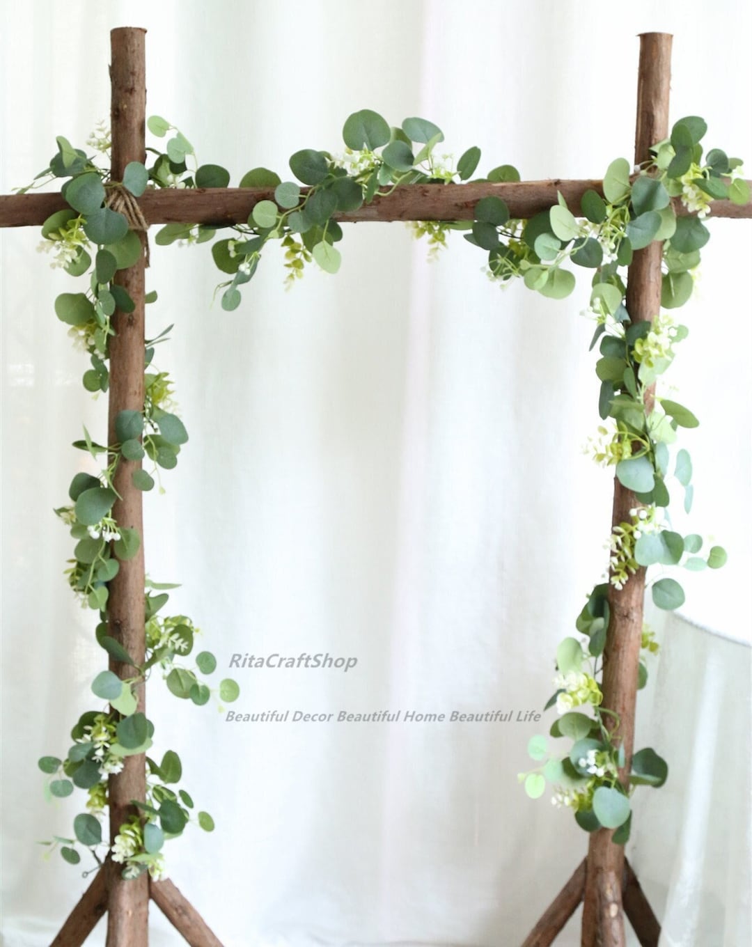 Pezzi ghirlanda di eucalipto artificiale, foglie di eucalipto, ghirlanda fatta a mano, sfondo verde per matrimonio, arco, decorazione da parete, 180 c | Leroy Merlin