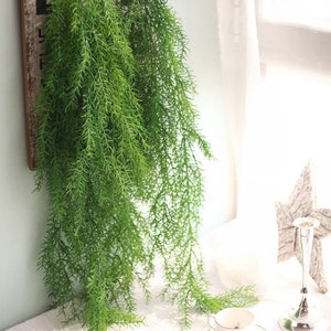 1 stem Artificial Hanging Plant Faux Leaves Grass Greenery Garland Fake Plants Vines Flower Arrangement Wedding Decoration Wall Outdoor