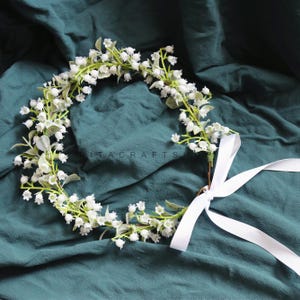 Artificial Lily Of The Valley Flower Crown White Bridesmaid Rustic Wedding Woodland Bride Hair Wreath Floral Halo Bridal Shower Boho