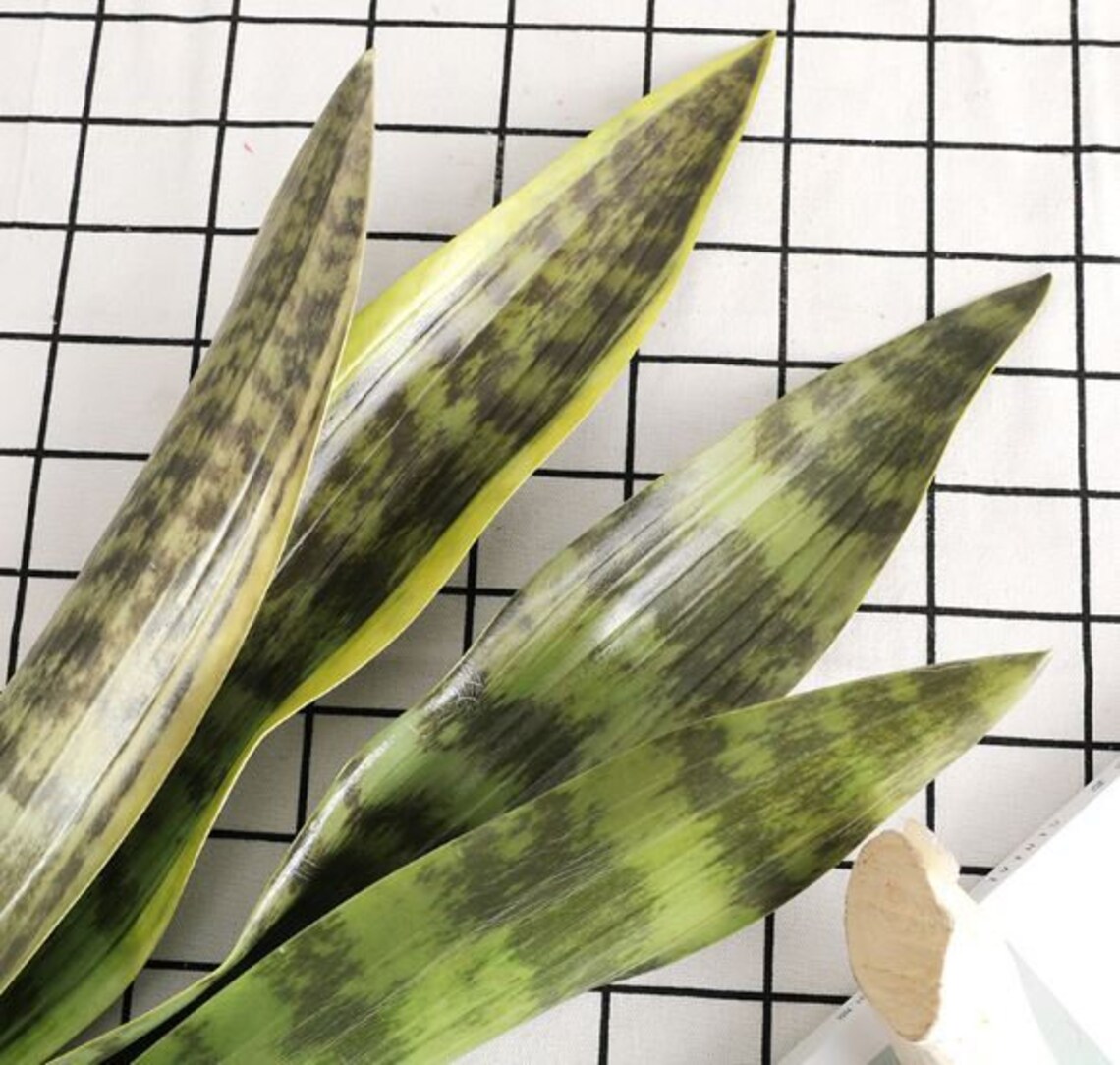 3 Stems Artificial Snake Plant Fake Sansevieria Faux House Etsy