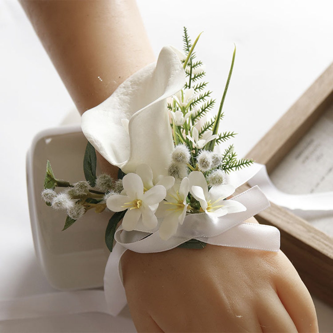 Artificial Calla Lily Corsage White Wedding Corsage Bride Bridesmaid