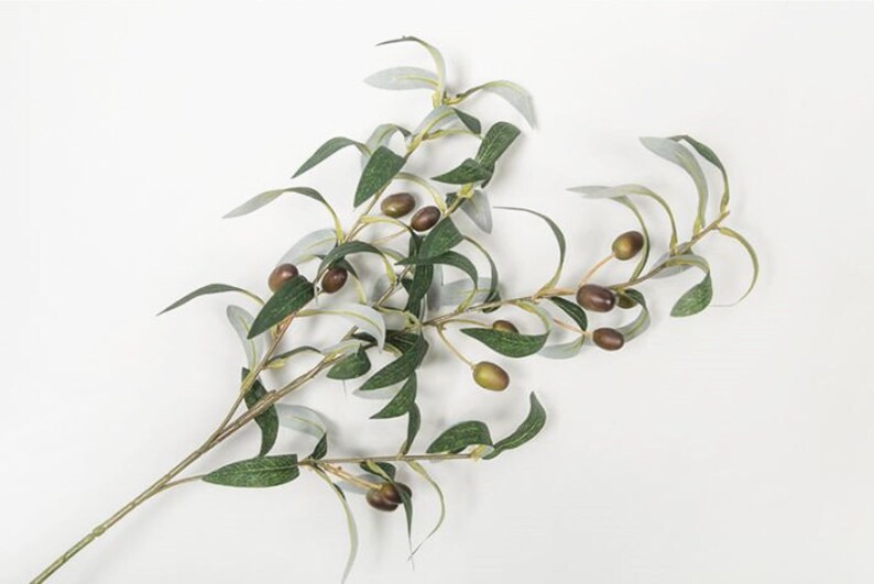 3 stems Faux Silk Olive Branch Stems Artificial Olive Leaves Etsy