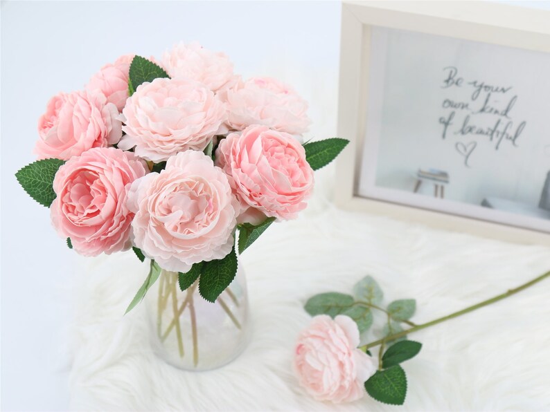 10 Stems Artificial Silk Pink Rose Fake White Rose Faux Blue Etsy UK