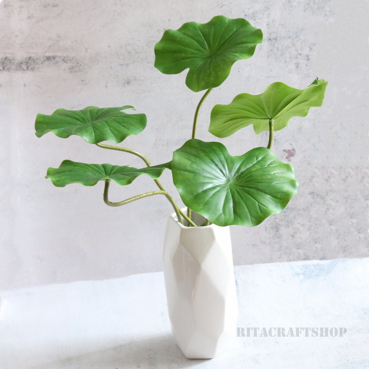 Artificial Lotus Leaves Faux Tropical Plants Stems Fake Etsy