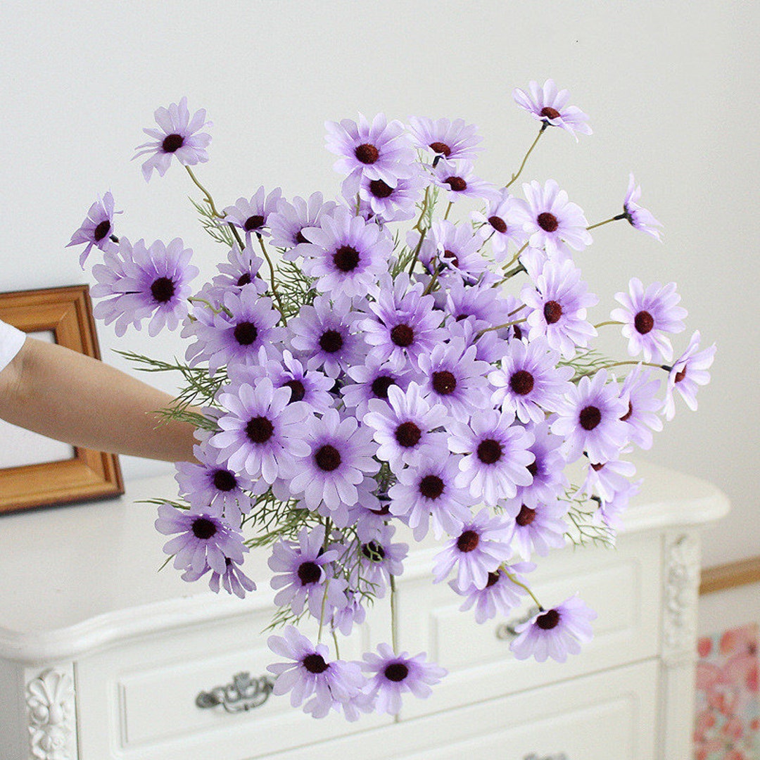 10 Stems Artificial Aster Flower Stems Fake New York Aster Flower Faux