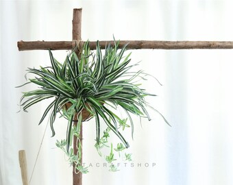 thumbnail image 2 of 60cm Artificial Silk Chlorophytum Plant – Fake Spider Grass, Green Plastic, Home/Office 2 of 5