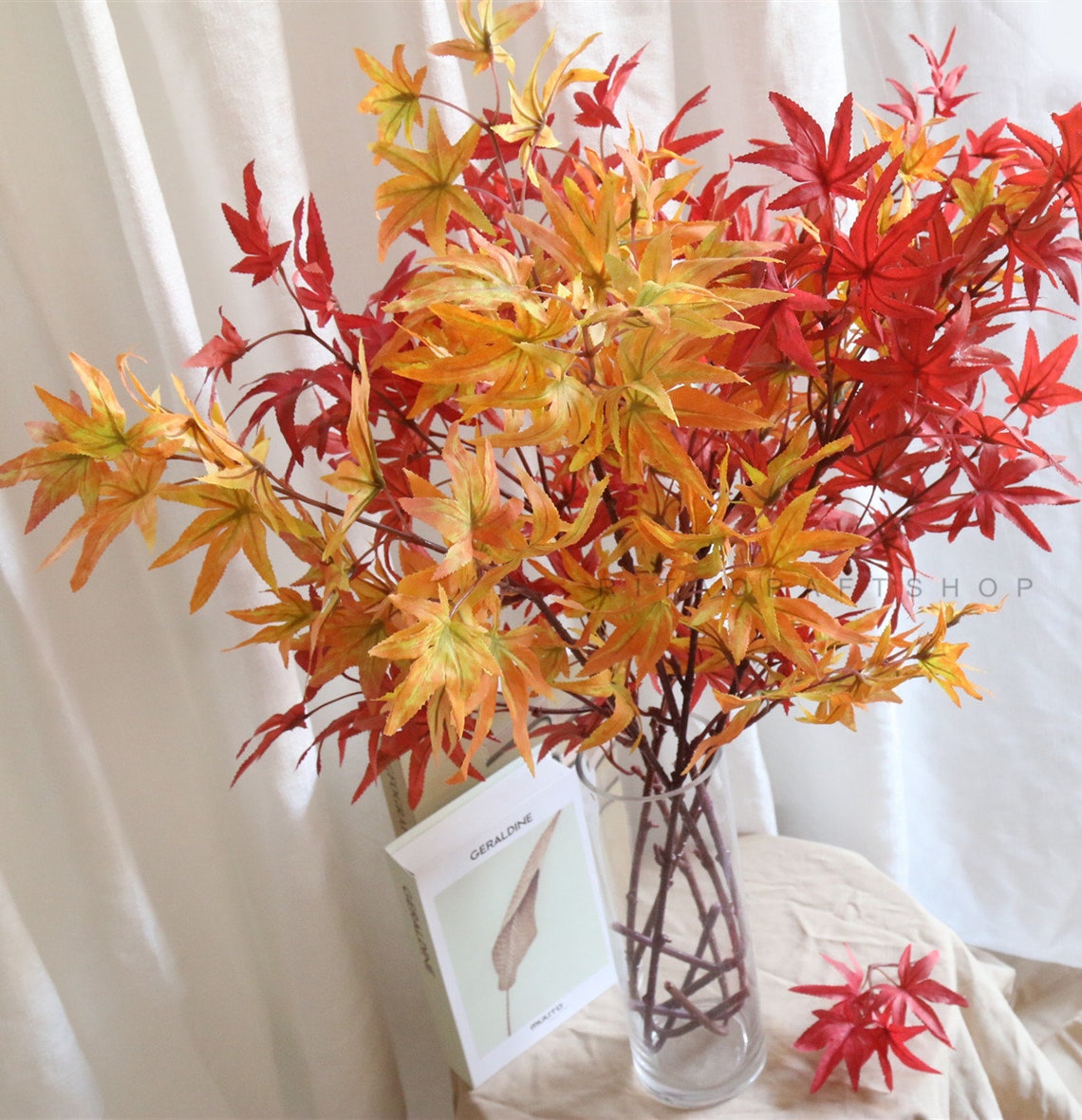 3 stems Artificial maple leaves stem faux autumn foliage fake Etsy