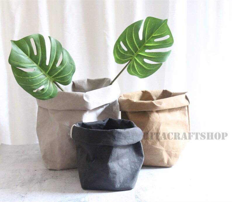 Washable Kraft Paper Bags Storage Basket Kitchen Basket Eco Etsy