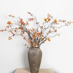 Artificial Foliage Orange Yellow Faux Leaves Autumn Fake Plant For Craft Supply Home Decor Flower Arrangement Centerpiece