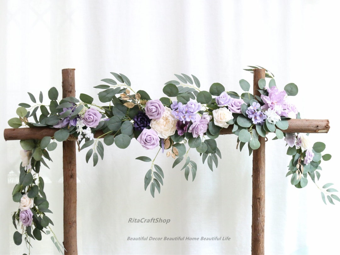Light Purple and White Wedding Garland Lilac Flower Garland Rose