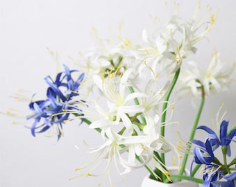 Real Touch Red Spider Lily Artificial White Blue flower Faux Equinox Flower Arrangement Home Decor