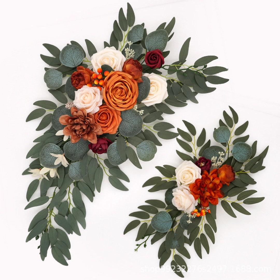 1 Set Wedding Sign Flower Wedding Arch Flower Swag Rust Terracotta Flower Arch