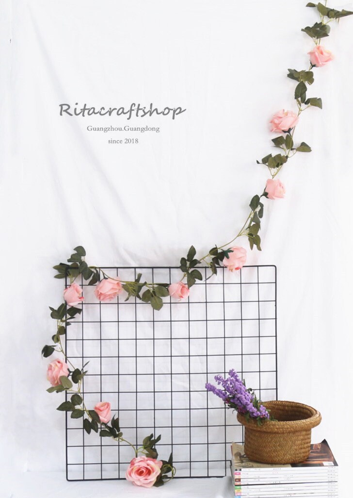 1 stem Artificial Pink Rose Garland Fake Hanging Flower Vines Etsy