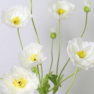 5 stems Large Poppy Flower Long Stem Artificial Poppy Faux Flower Arrangement Home Decor Living Room Bedroom