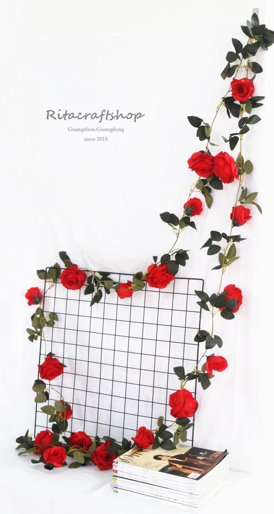 1 stem Artificial Pink Rose Garland Fake Hanging Flower Vines Etsy