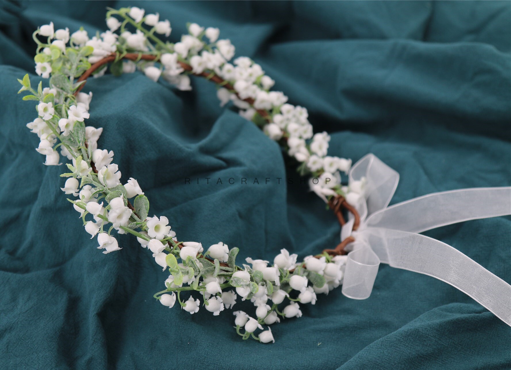 Artificial Lily Of The Valley Flower Crown White Bridesmaid Etsy