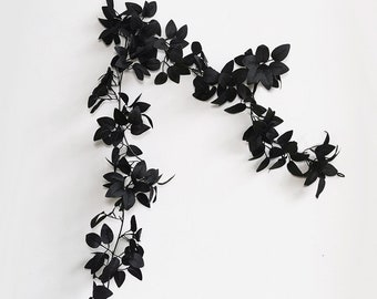 1 Stiel Künstliche Rosenblätter Girlande Schwarz Gefälschte Laub Rebe Blumen Arrangement Herzstück Gothic Hochzeitsdekor Blumenstrauß Halloween