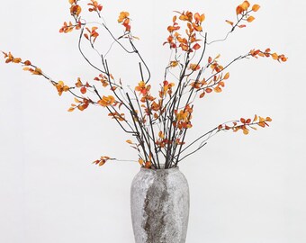 Artificial Foliage Orange Yellow Faux Leaves Autumn Fake Plant For Craft Supply Home Decor Flower Arrangement Centerpiece