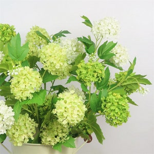 2 stems Artificial Snowball Pick Faux Viburnum Flower White Snowball Spray Green Flower Arrangement Spring Flower Wedding Decor Centerpiece