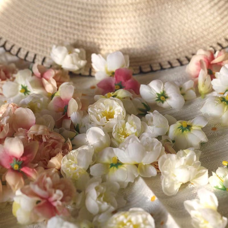 Artificial Cherry Blossom Flower Head White Fake Sakura Pink Etsy