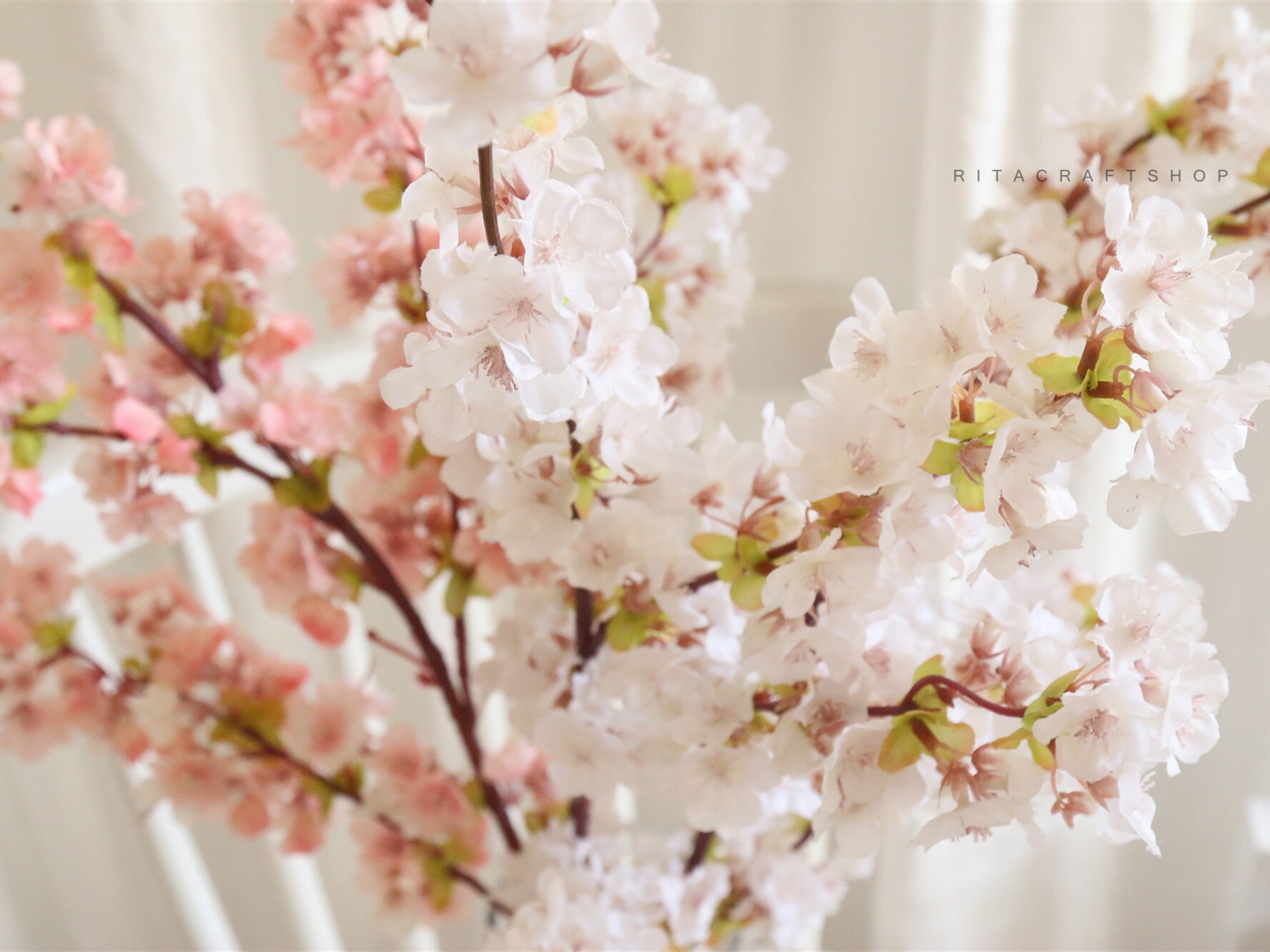 2 Rami Di Fiori Di Ciliegio Artificiali 230 Cm – Decorazione Floreale In Seta Per Matrimoni, Feste E Giardino (Rosa) - 2