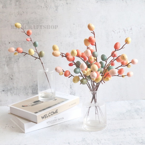 5 stems Easter Eggs Stem Easter Tree Easter Ornaments Decor DIY Craft Supply Table Centerpiece Flower Arrangement