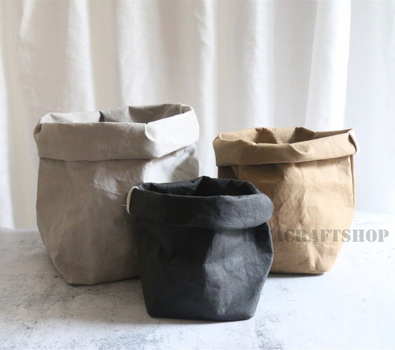 Washable Kraft Paper Bags Storage Basket Kitchen Basket Eco Etsy
