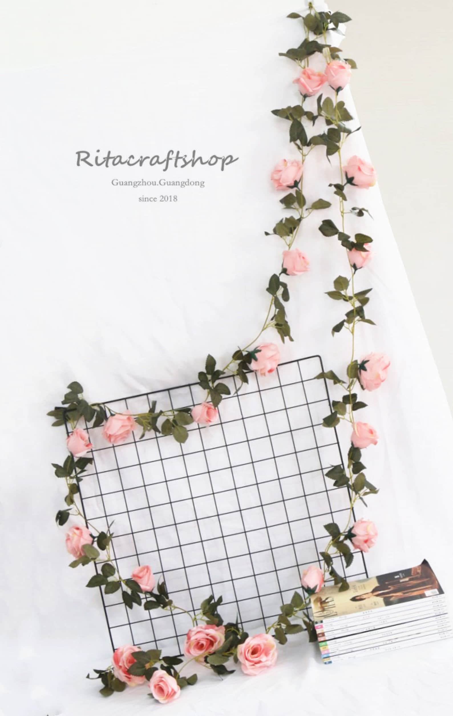 1 stem Artificial Pink Rose Garland Fake Hanging Flower Vines Etsy