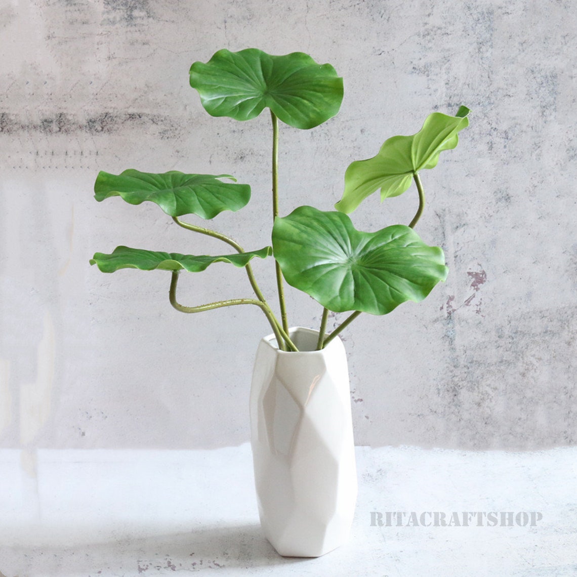 Artificial Lotus Leaves Faux Tropical Plants Stems Fake Etsy