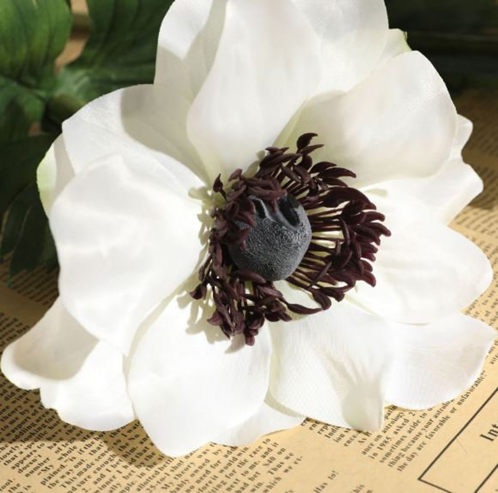 3 stems Artificial Large Anemone Fake White Anemone Stem Faux Etsy