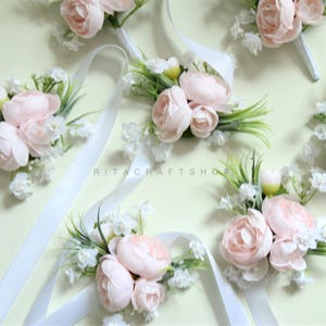 Artificial Baby Pink Sage Green Babysbreath Corsage Wedding Corsage Bridesmaid Corsage Gents Boutonniere Groom Prom Corsage Spring Wedding