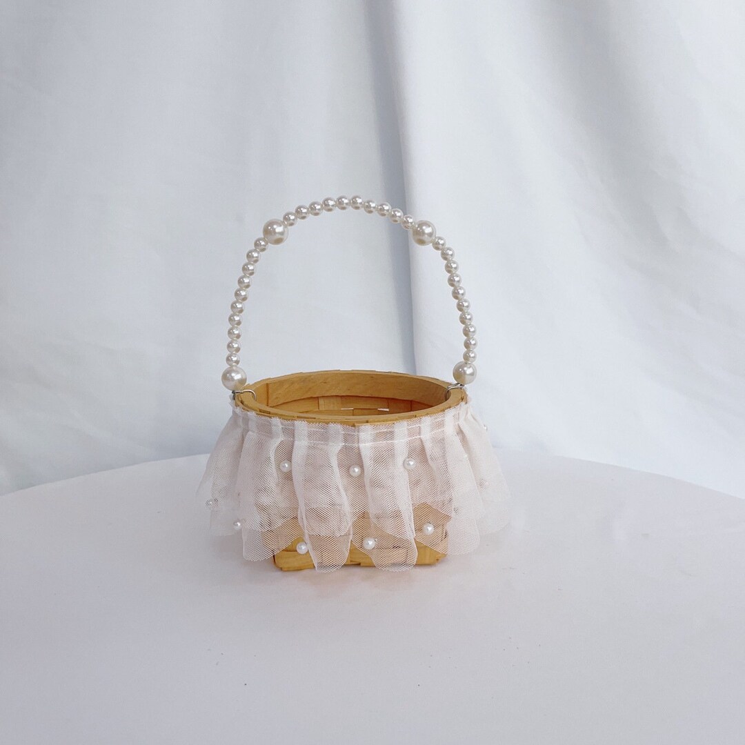 Woven Basket Bamboo Basket Flower Girl Baskets Flower Pot Pearl Etsy